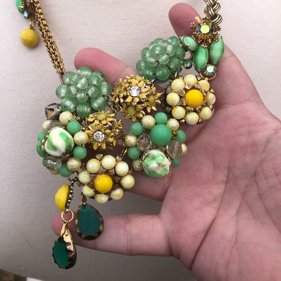 “Lemon Lime” 🍋 Hand crafted necklace from upcycled jewelry. One of a kind! - Picture 4 of 8